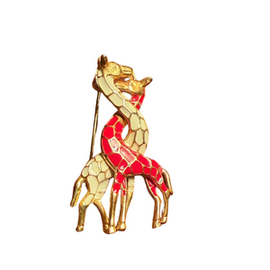 Red and Gold Giraffe Brooch